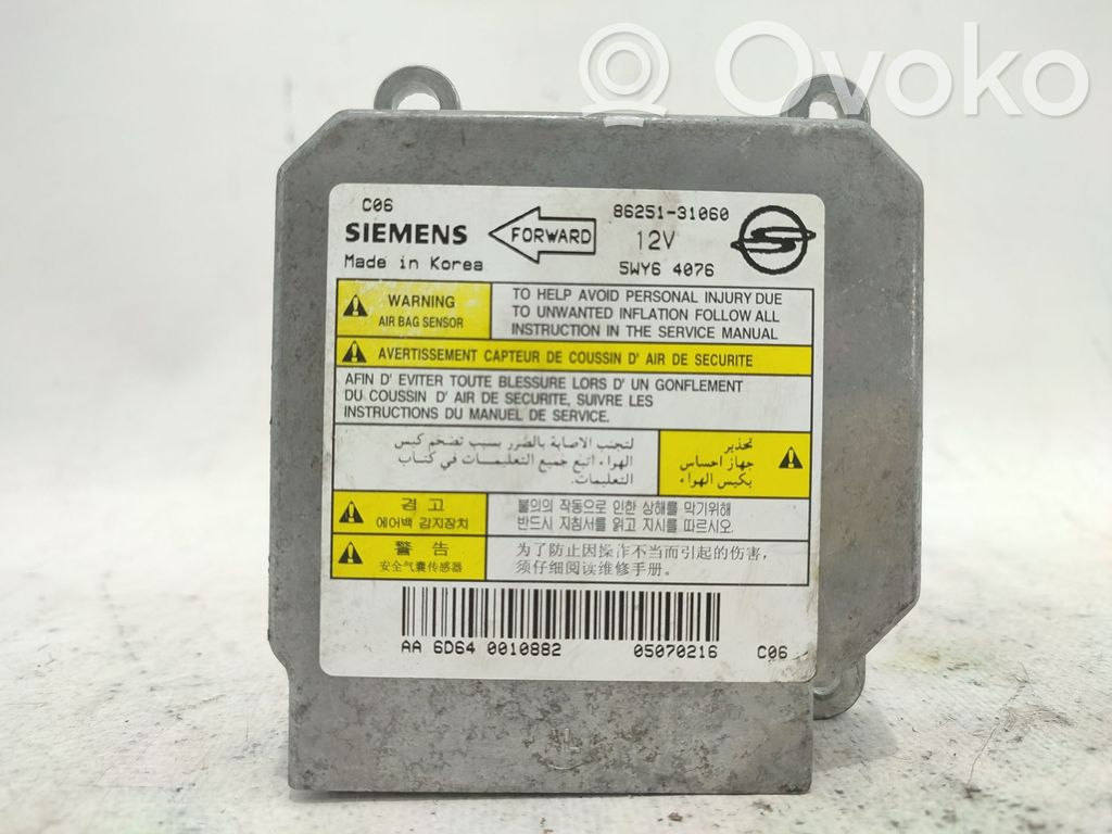 Unidad de control/módulo del Airbag   8625131600