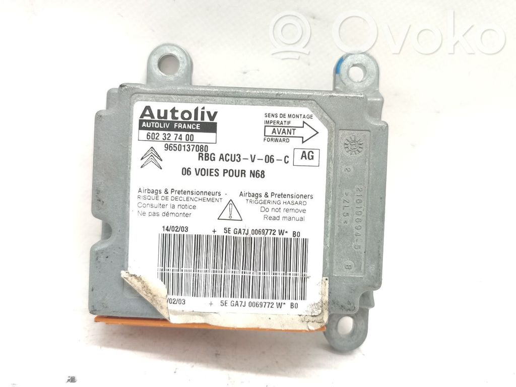 Centralina/modulo airbag   9650137080,9650137080