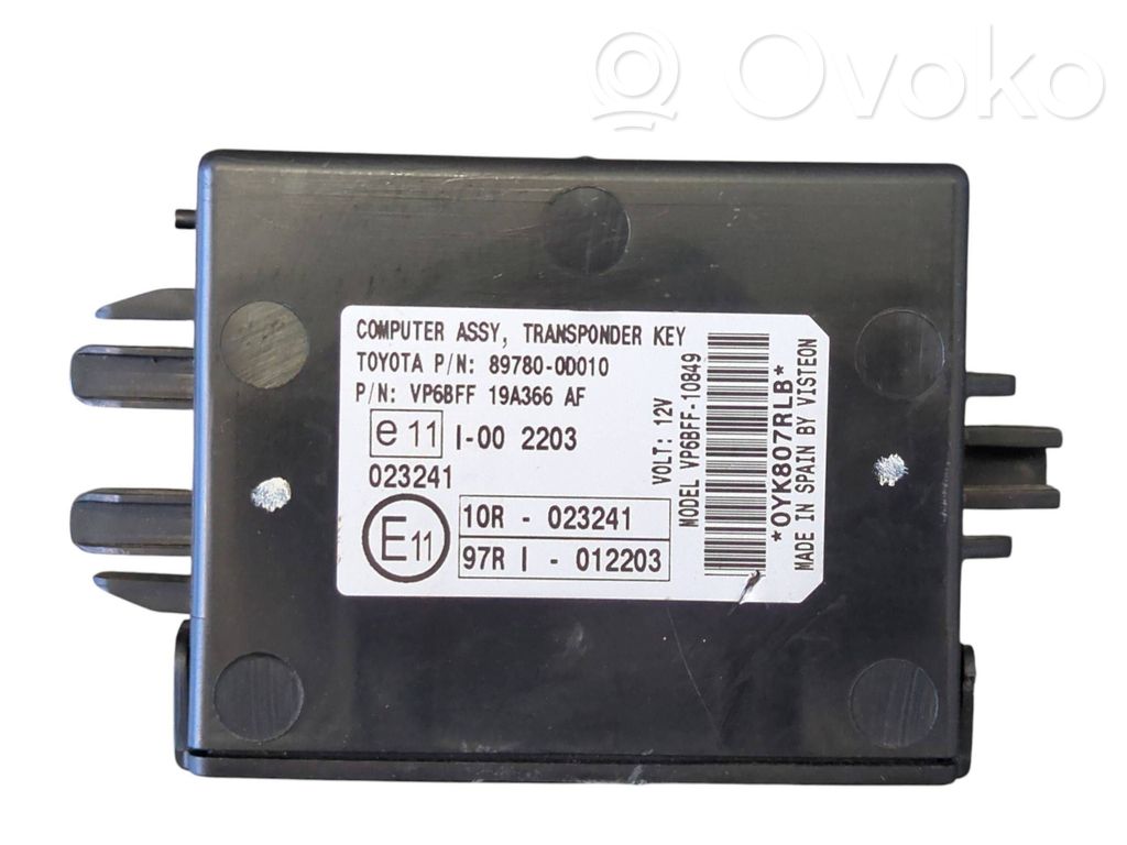Toyota Yaris Immobilizer control unit/module 