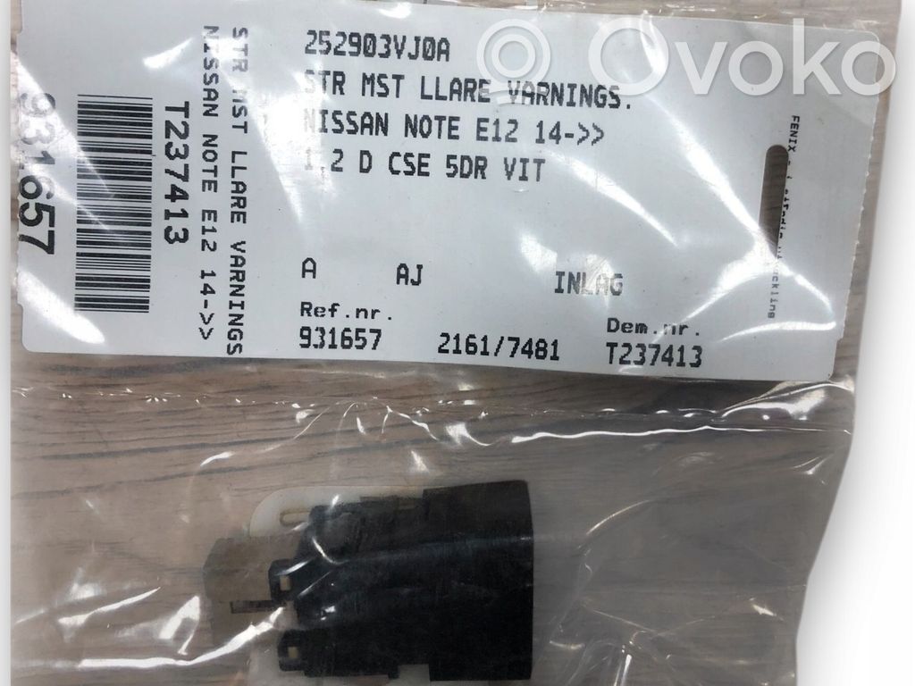 Hazard light switch   252903VJ0A
