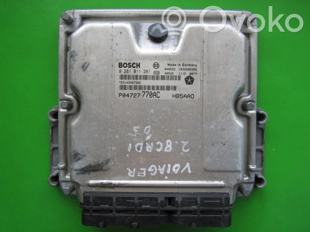 Engine control unit/module ECU   P04727770AC,0281011281