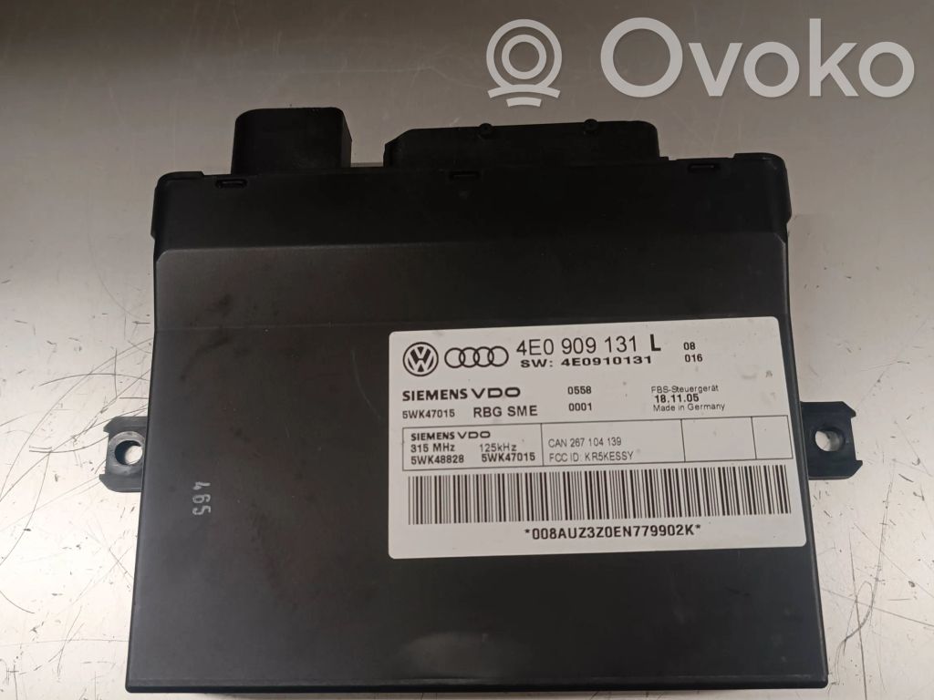 Audi A8 S8 D3 4E Keyless (KESSY) go control unit/module 