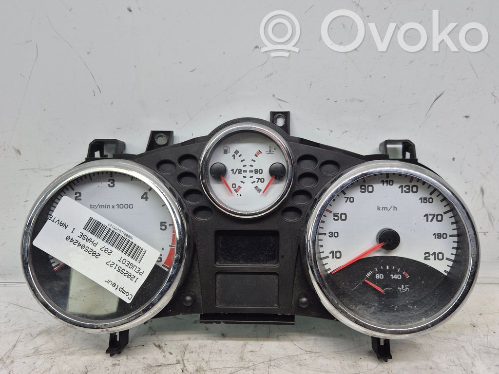 Peugeot 207 Tachimetro (quadro strumenti) 