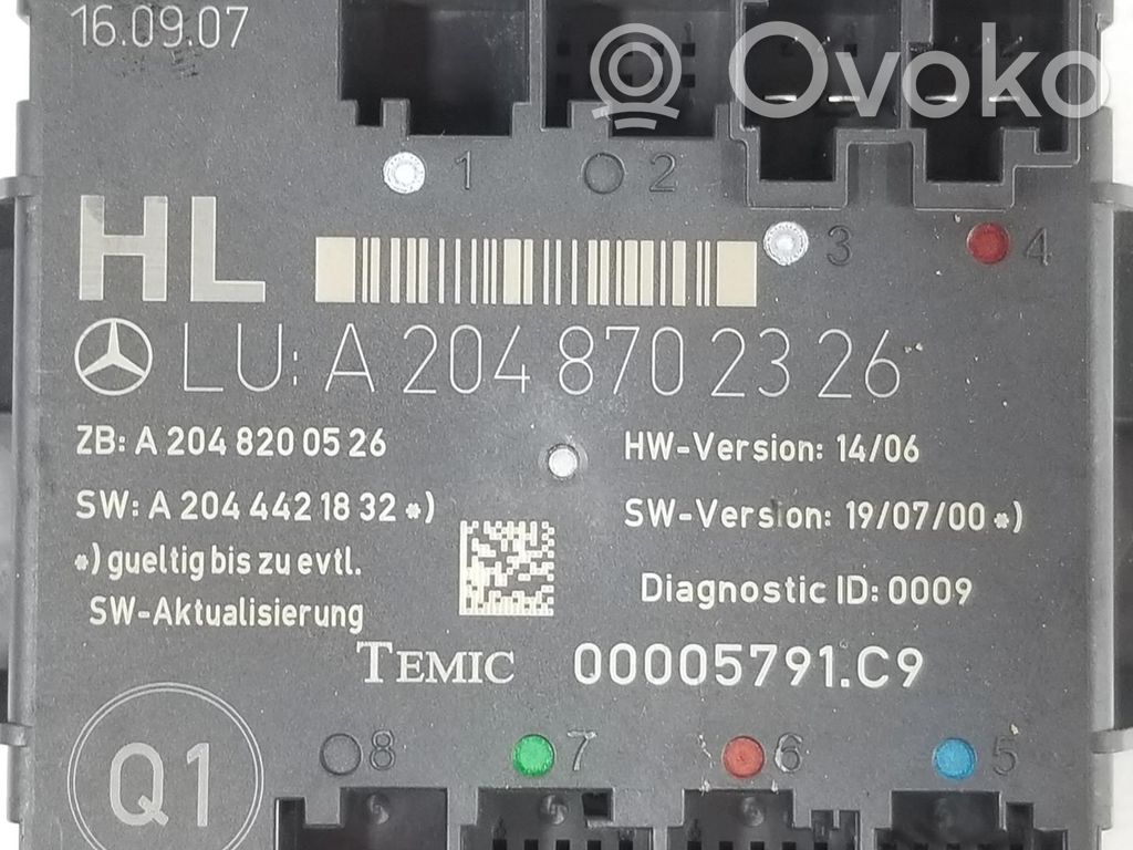 Mercedes-Benz C W204 Alte unități/module de control 