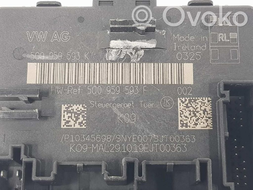 Unité de commande / module de verrouillage centralisé porte   5Q0959593K,5Q0959593F