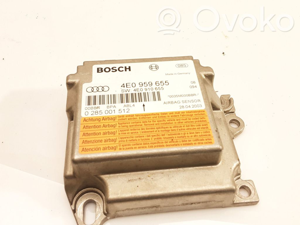 Audi A8 S8 D3 4E Module de contrôle airbag 