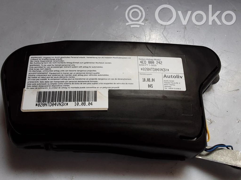 Audi A8 S8 D3 4E Sėdynės oro pagalvė 