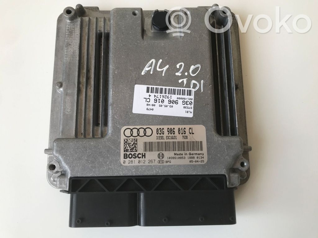 Engine control unit/module   03G906016CL,0281012267,EDC16U31