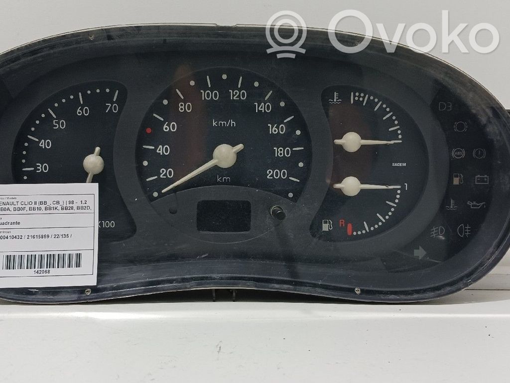 Renault Clio II Speedometer (instrument cluster) 