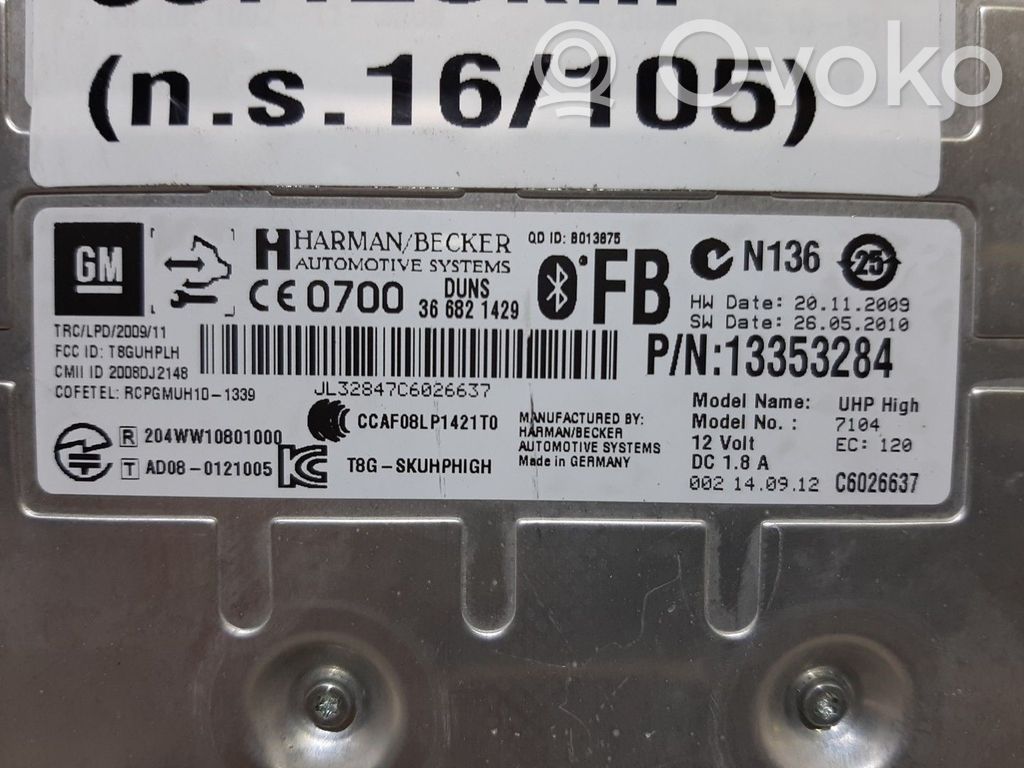 Bluetooth control unit module   13353284,4358