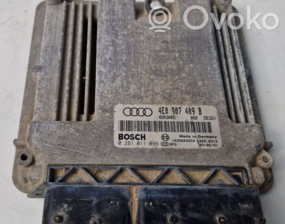 Unidad de control/módulo del motor   4E0907409B,0281011099,4E0910409C