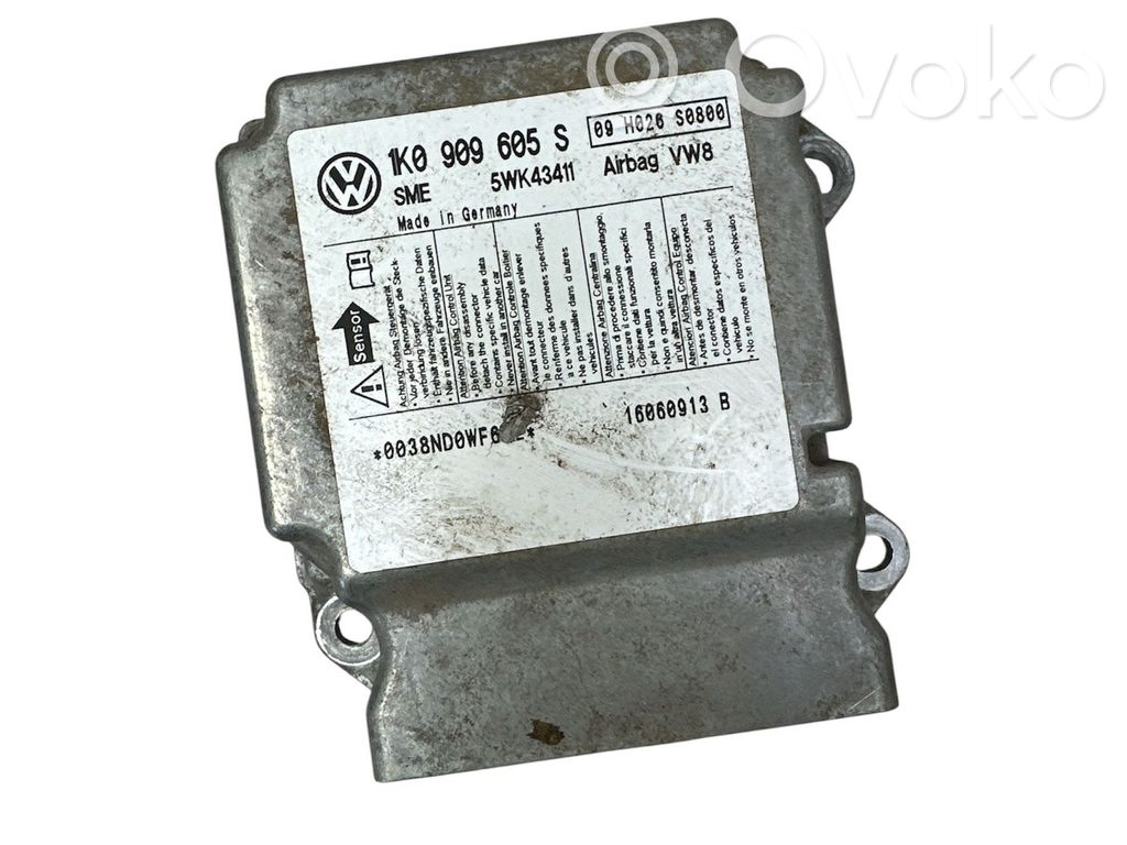 Sterownik / Moduł Airbag   1K0909605S,09H026S0800,16060913B,5WK43411