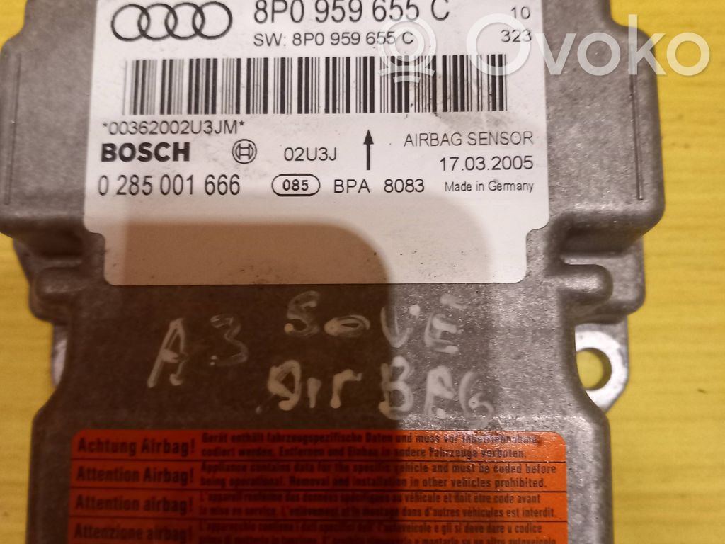Airbag control unit/module   8P0959655C,0285001666