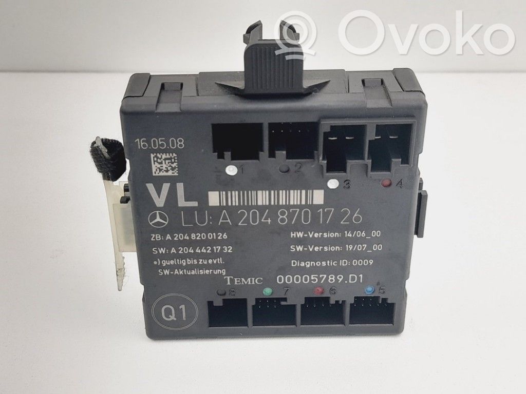 Mercedes-Benz C W204 Door central lock control unit/module 