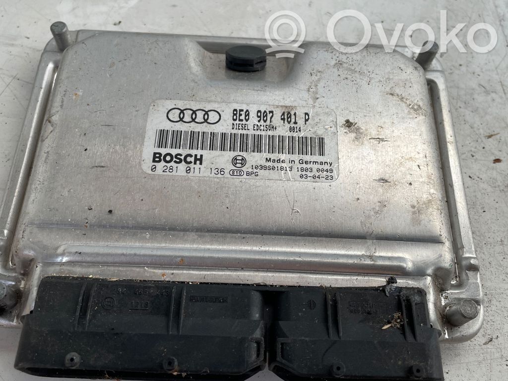 Engine control unit/module   8E0907401P,0281011136,1039S01813