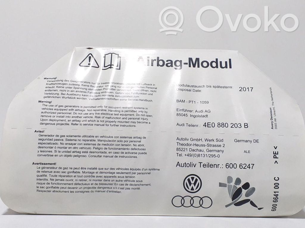 Audi A8 S8 D3 4E Airbag lateral 