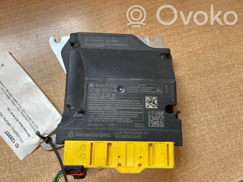 Mercedes-Benz GLE W167 Unitate/modul de comandă airbaguri