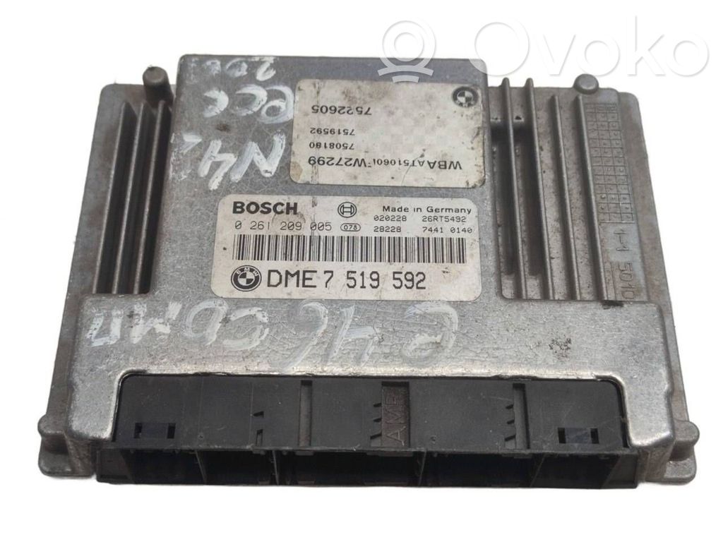 Engine control unit/module   26RT5499,0261209005,7519592,7508180,7519592,7522605,DME7519592