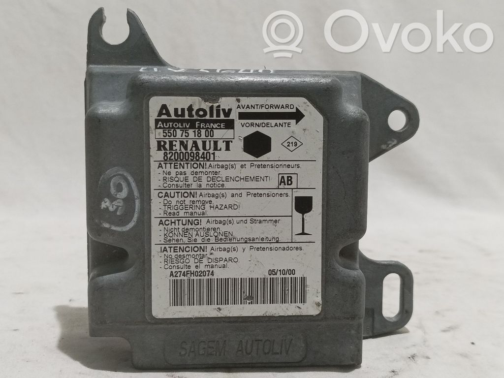 Renault Kangoo I Centralina/modulo airbag 