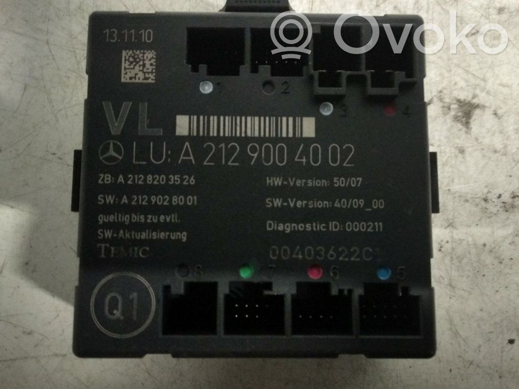 Mercedes-Benz E W212 Unidad de control/módulo de la puerta 