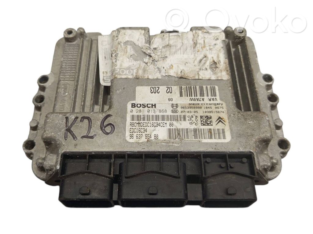 Engine control unit/module   9653958980,9663755480,0281013868
