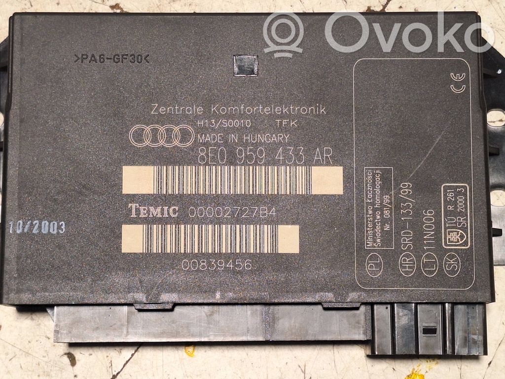 Audi A4 S4 B6 8E 8H Mukavuusmoduuli 