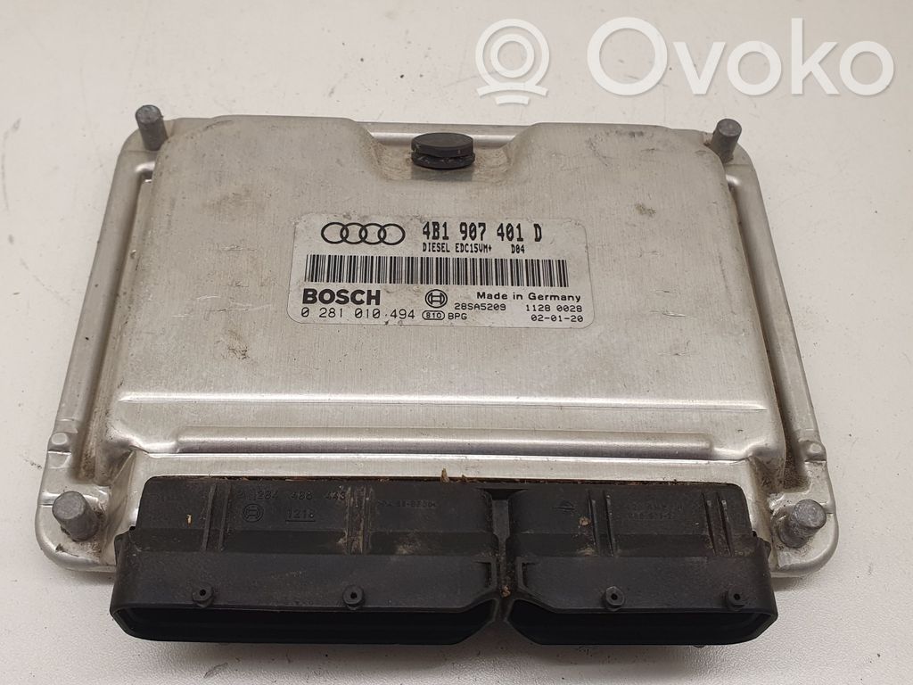 Engine control unit/module ECU   4B1907401D,0281010494