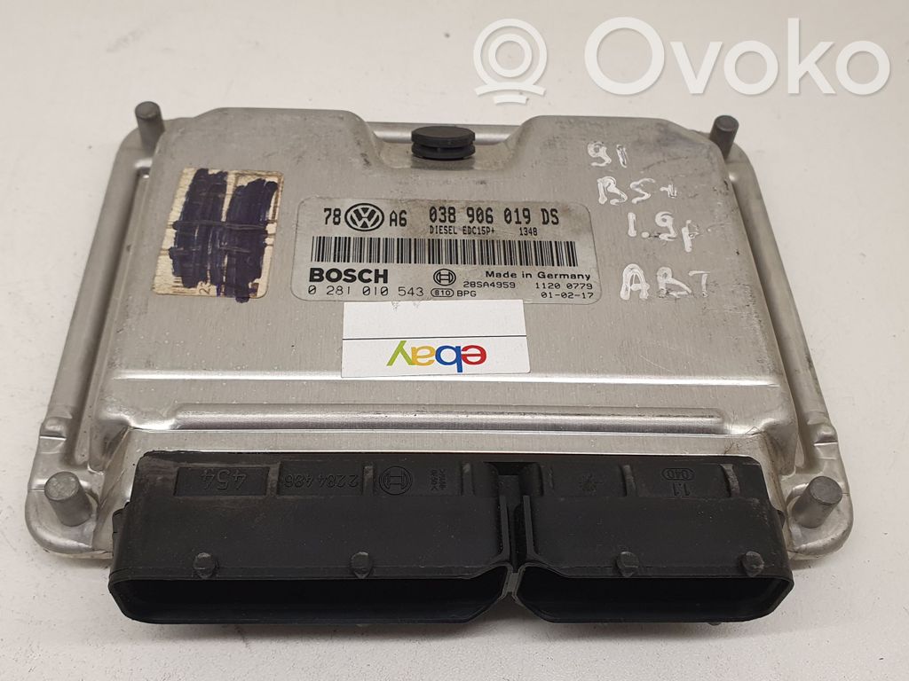 Engine control unit/module ECU   038906019DS,0281010543