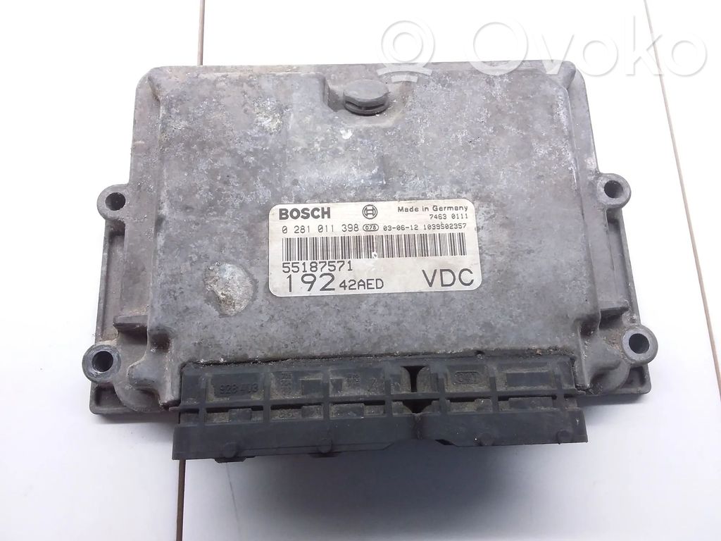 Engine control unit/module   55187571,0281011398,1039S02357,1928403,74630111