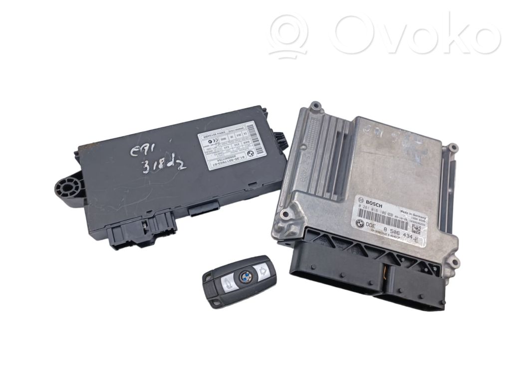 BMW 3 E90 E91 Juego de cerradura y set ECU del motor 