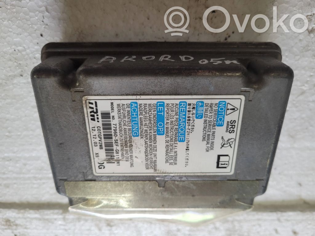 Honda Accord Unitate/modul de comandă airbaguri 