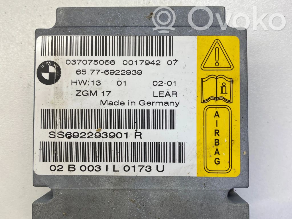 BMW 7 E65 E66 Turvatyynyn ohjainlaite/moduuli 