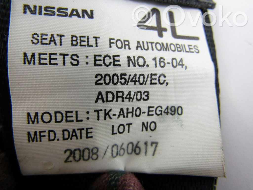 Nissan Murano Z51 Cintura di sicurezza posteriore