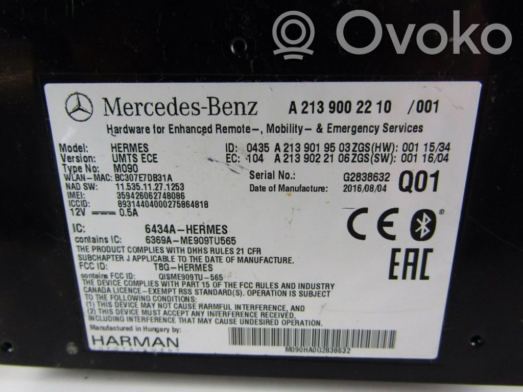 Mercedes-Benz C W205 Modul unitate control Bluetooth