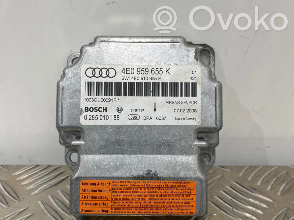 Audi A8 S8 D3 4E Module de contrôle airbag 