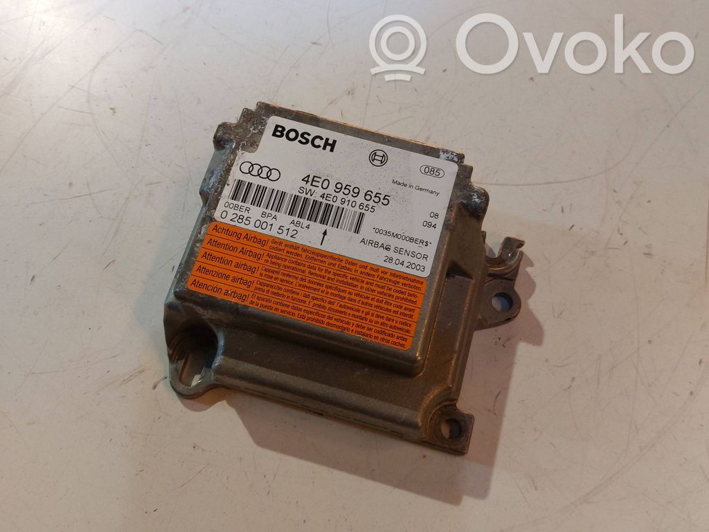 Audi A8 S8 D3 4E Module de contrôle airbag 