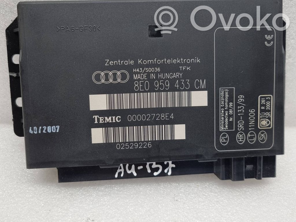 Audi A4 S4 B7 8E 8H Mukavuusmoduuli 