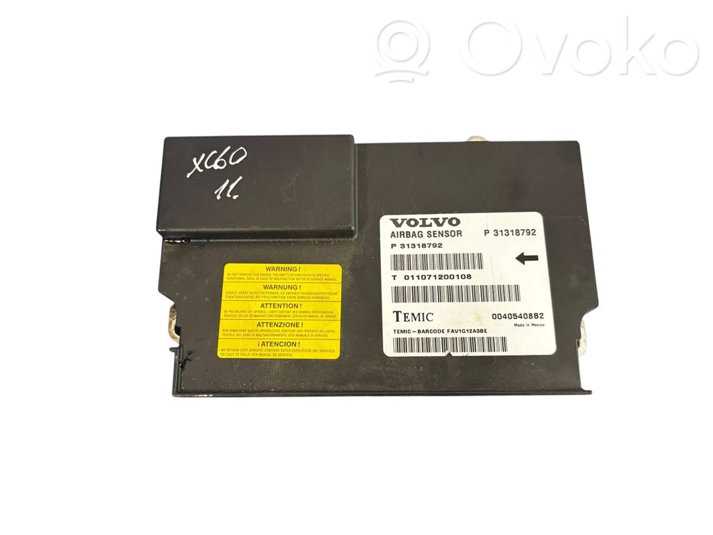 Sterownik / Moduł Airbag   31318792,011071200108,00405408B2,P31318792