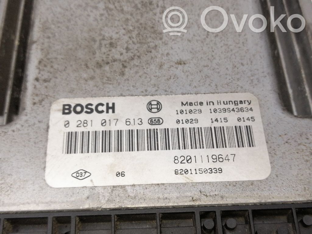 Unité de commande, module ECU de moteur   8201150339,0281017613,8201119647