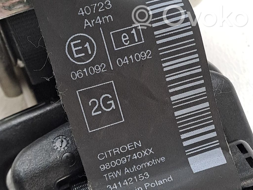 Citroen C4 Cactus Pas bezpieczeństwa fotela tylnego 