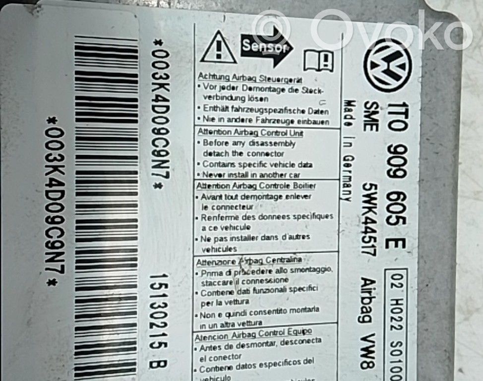 Volkswagen Touran I Centralina/modulo airbag