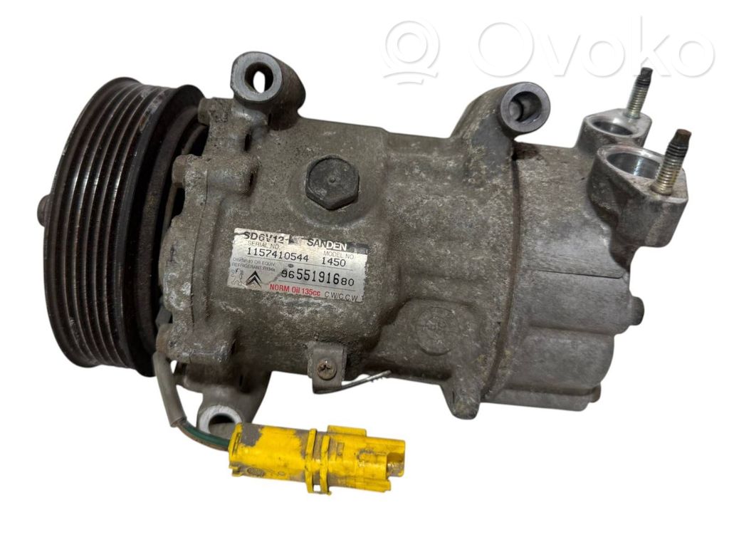 Compresseur de climatisation   9655191680,6453XK,6453XJ,1608948780,6453QG,6453QH,648714,648722,648723,9655191680,9671453780,9671456680,9800821980,SD6V12