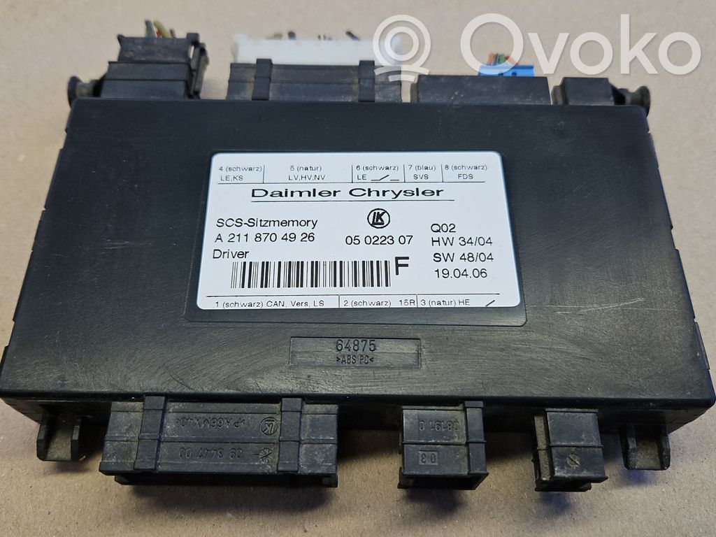 Mercedes-Benz GL X164 Module de commande de siège 