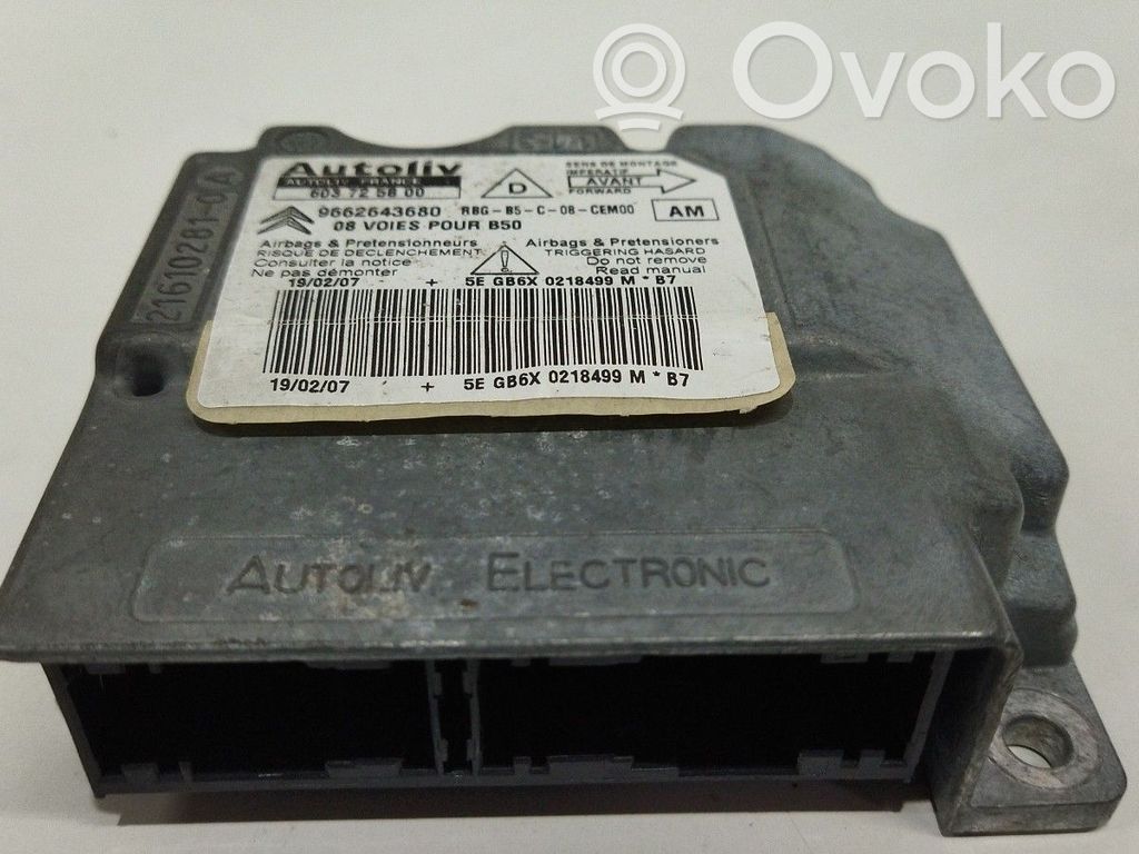 Module de contrôle airbag   9662643680