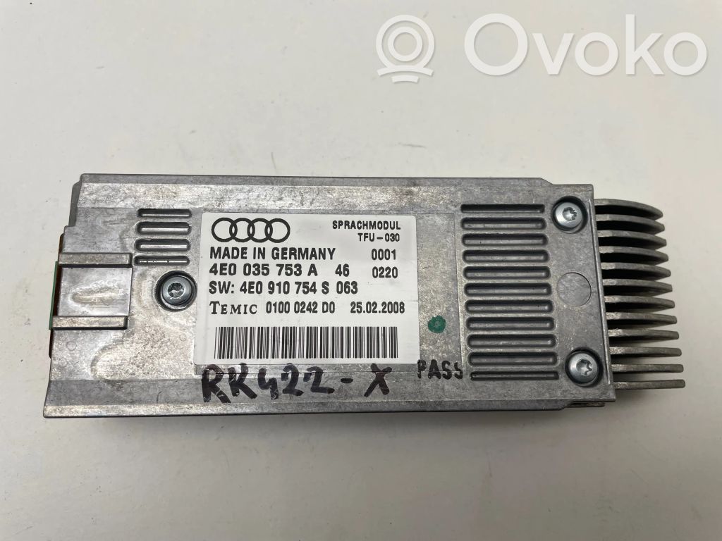 Audi A4 S4 B7 8E 8H Module reconnaissance vocale 