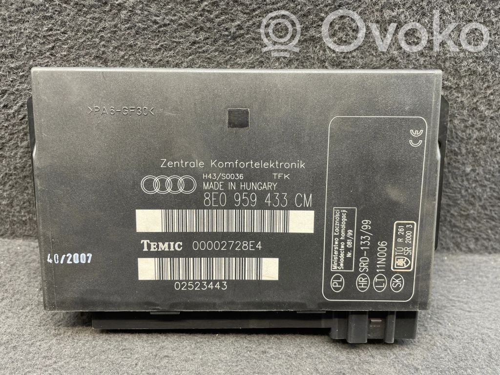 Audi A4 S4 B7 8E 8H Mukavuusmoduuli 