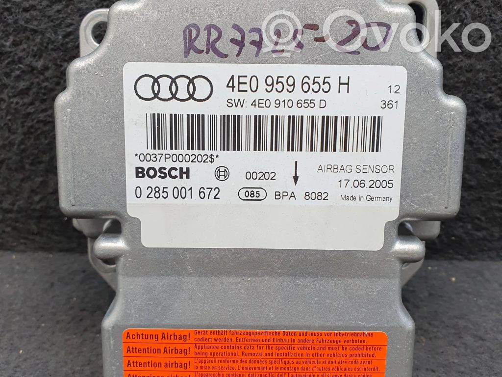 Airbag control unit/module   4E0959655H,4E0910655D,0285001672