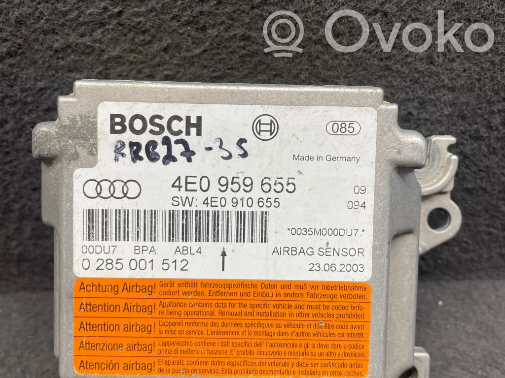 Airbagsteuergerät   4E0959655,4E0910655,0285001512