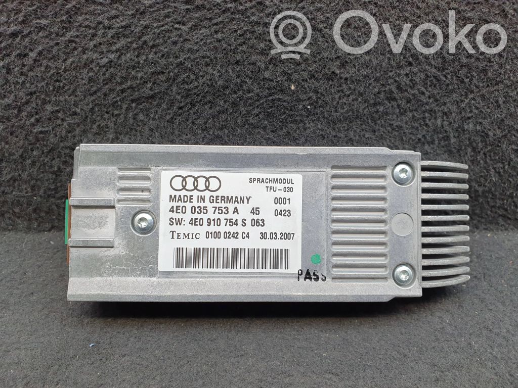 Audi A4 S4 B7 8E 8H Module reconnaissance vocale 