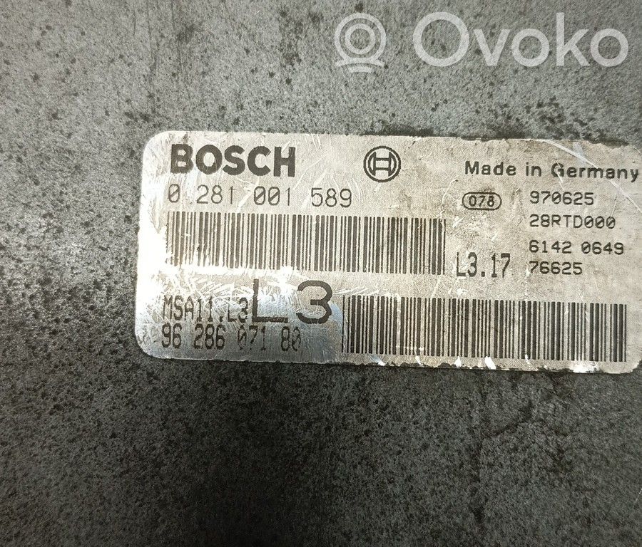 Engine control unit/module   0281001589,9628607180,ZACK